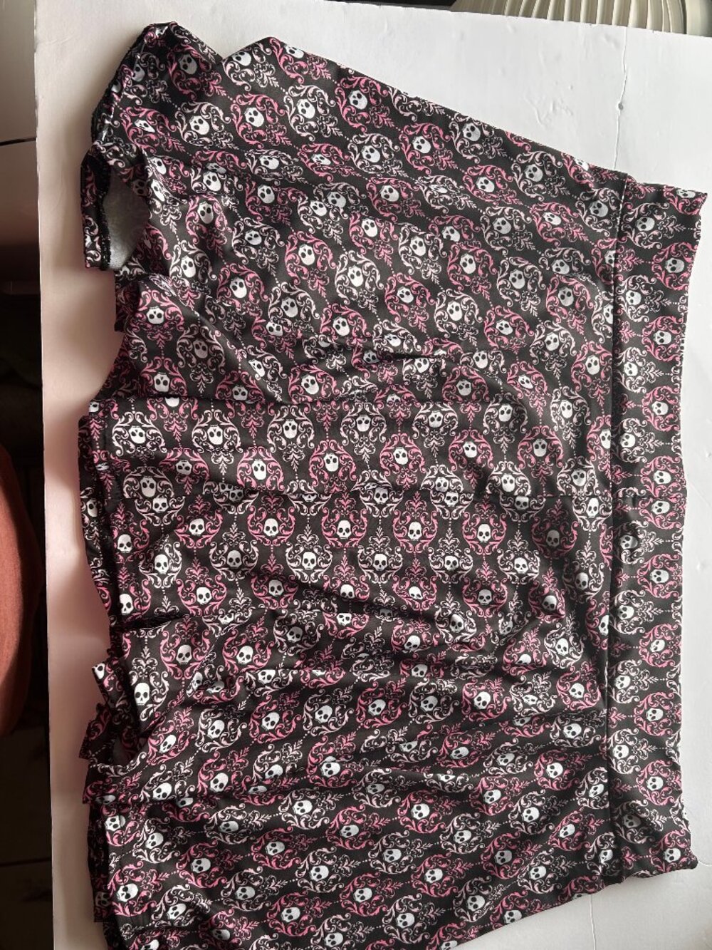 LaVish Skull Damask Skater Skirt Pink Black Y2K Goth Rockabilly Size 3XL - NWOT